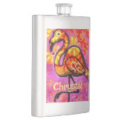 Whimsical Abstrakt Flamingo Bird Personalisiert Flachmann (Rechts)