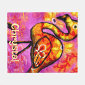 Whimsical Abstrakt Flamingo Bird Personalisiert Fleecedecke (Vorderseite (Horizontal))