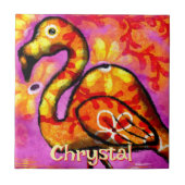 Whimsical Abstrakt Flamingo Bird Personalisiert Fliese (Vorderseite)