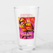 Whimsical Abstrakt Flamingo Bird Personalisiert Glas (Vorderseite)