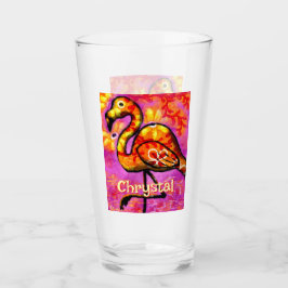 Whimsical Abstrakt Flamingo Bird Personalisiert Glas
