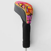 Whimsical Abstrakt Flamingo Bird Personalisiert Golf Headcover (angewinkelt)