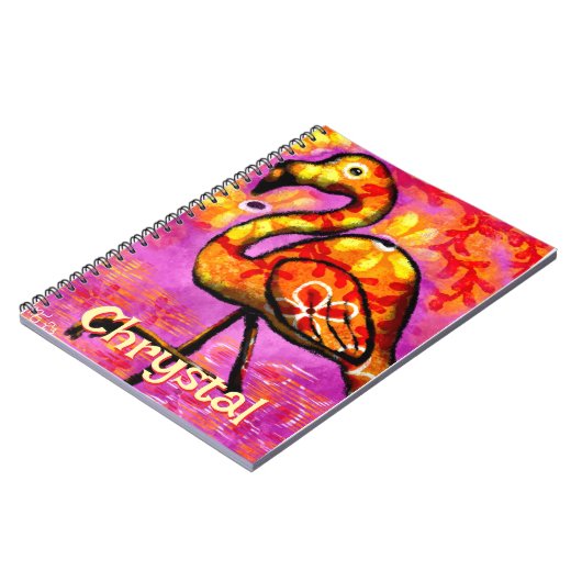 Whimsical Abstrakt Flamingo Bird Personalisiert Notizblock (Linke Seite)