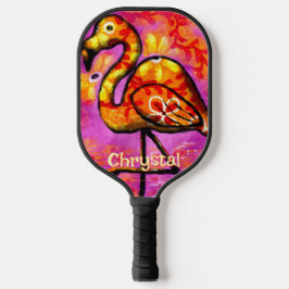 Whimsical Abstrakt Flamingo Bird Personalisiert Pickleball Schläger