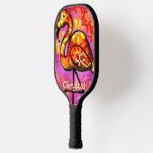 Whimsical Abstrakt Flamingo Bird Personalisiert Pickleball Schläger (Links)