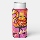 Whimsical Abstrakt Flamingo Bird Personalisiert Selters Dosenkühler (Seltzer Rückseite)
