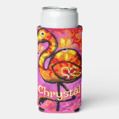 Whimsical Abstrakt Flamingo Bird Personalisiert Selters Dosenkühler (Seltzer Vorderseite)