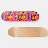 Whimsical Abstrakt Flamingo Bird Personalisiert Skateboard (Horizontal)