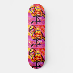 Whimsical Abstrakt Flamingo Bird Personalisiert Skateboard