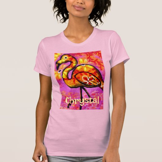 Whimsical Abstrakt Flamingo Bird Personalisiert T-Shirt (Vorderseite)