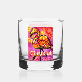 Whimsical Abstrakt Flamingo Bird Personalisiert Whiskyglas