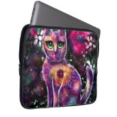 Whimsical Abstrakt floral Kitty Cat Black Pink Laptopschutzhülle (Vorne Rechts)