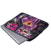 Whimsical Abstrakt floral Kitty Cat Black Pink Laptopschutzhülle (Vorne Knopf)