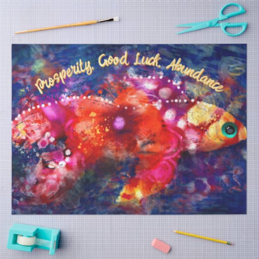Whimsical Abstrakt Goldfish Lila Decoupage Seidenpapier (Basteln)