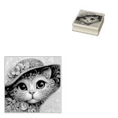 Whimsical Abstrakt Kitty Cat mit Hut Gummistempel (Stempel)