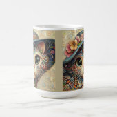 Whimsical Abstrakt Kitty Cat mit Hut Kaffeetasse (Mittel)