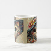 Whimsical Abstrakt Kitty Cat mit Hut Kaffeetasse (Mittel)