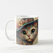 Whimsical Abstrakt Kitty Cat mit Hut Kaffeetasse (Links)