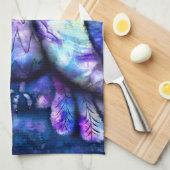 Whimsical Abstrakt Owl Big Mit Augen Blue Lila Geschirrtuch (Viertel Falte)