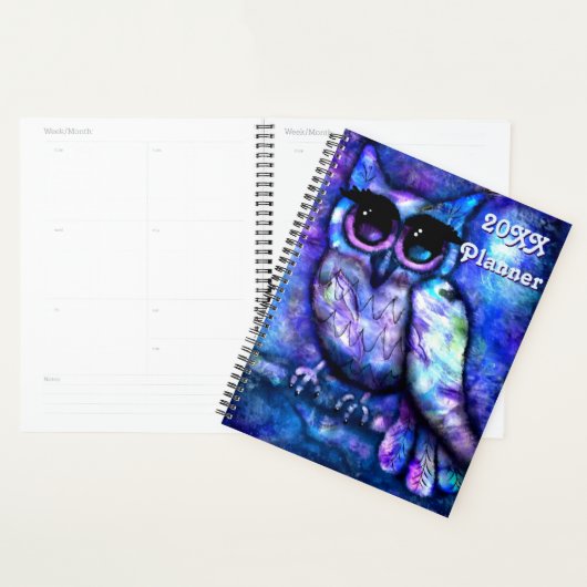 Whimsical Abstrakt Owl Big Mit Augen Blue Lila Planer (Anzeige)