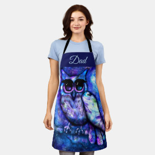 Whimsical Abstrakt Owl Big Mit Augen Blue Lila Schürze