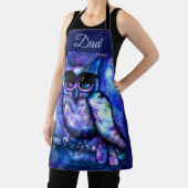 Whimsical Abstrakt Owl Big Mit Augen Blue Lila Schürze (InSitu)
