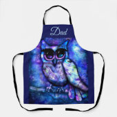 Whimsical Abstrakt Owl Big Mit Augen Blue Lila Schürze (Vorderseite)
