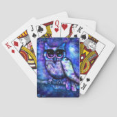 Whimsical Abstrakt Owl Big Mit Augen Blue Lila Spielkarten (Rückseite)