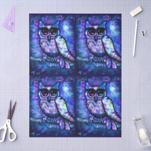Whimsical Abstrakt Owl Big Mit Augen Decoupage Seidenpapier (Basteln)