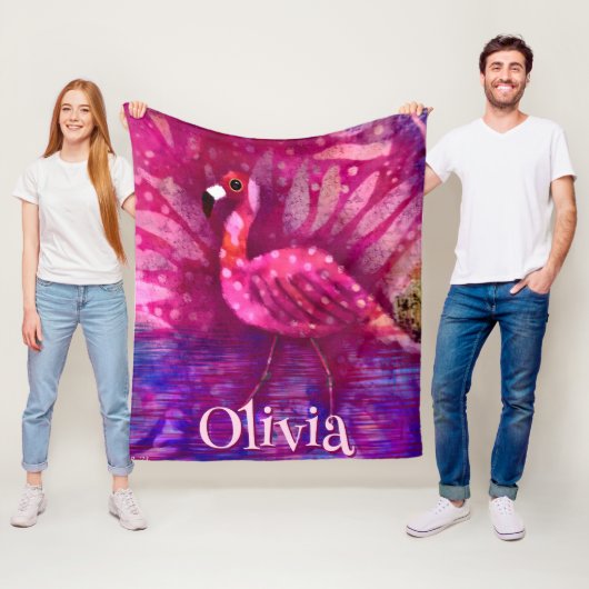 Whimsical Abstrakt Pink Flamingo Personalisiert Fleecedecke (Beispiel)
