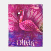 Whimsical Abstrakt Pink Flamingo Personalisiert Fleecedecke (Vorderseite)