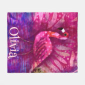Whimsical Abstrakt Pink Flamingo Personalisiert Fleecedecke (Vorderseite (Horizontal))