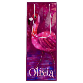 Whimsical Abstrakt Pink Flamingo Personalisiert Geschenktüte Für Weinflaschen