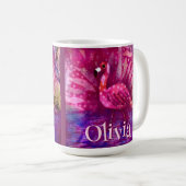 Whimsical Abstrakt Pink Flamingo Personalisiert Kaffeetasse (VorderseiteRechts)