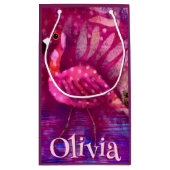 Whimsical Abstrakt Pink Flamingo Personalisiert Kleine Geschenktüte (Rückseite)