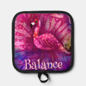 Whimsical Abstrakt Pink Flamingo Personalisiert Topflappen (Vorderseite)