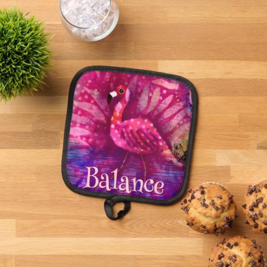 Whimsical Abstrakt Pink Flamingo Personalisiert Topflappen (Oben Unten)