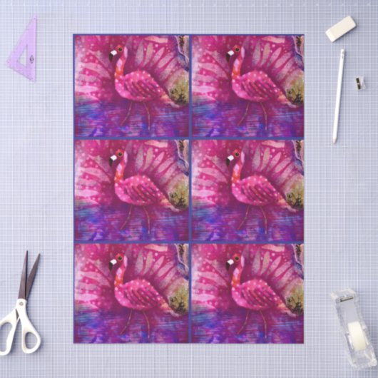 Whimsical Abstrakt rosa Flamingo Decoupage Seidenpapier (Basteln)