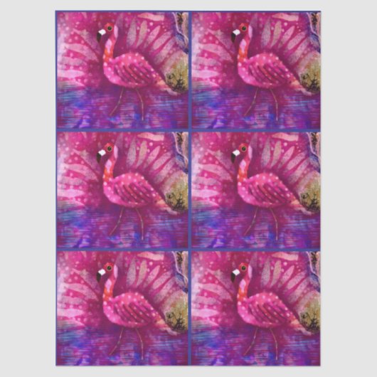 Whimsical Abstrakt rosa Flamingo Decoupage Seidenpapier (Vorderseite)
