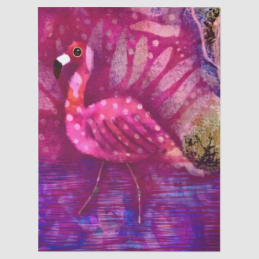 Whimsical Abstrakt rosa Flamingo Decoupage Seidenpapier (Vorderseite)