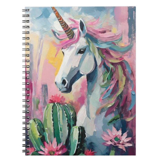 Whimsical Abstrakt Unicorn und Sukkuline Notizblock (Vorderseite)