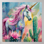 Whimsical Abstrakt Unicorn und Sukkuline Poster (Vorne)