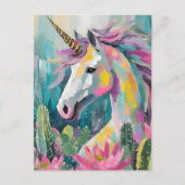 Whimsical Abstrakt Unicorn und Sukkuline Postkarte (Vorderseite)