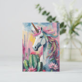 Whimsical Abstrakt Unicorn und Sukkuline Postkarte (Stehend Vorderseite)