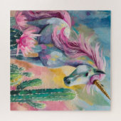 Whimsical Abstrakt Unicorn und Sukkuline Puzzle (Horizontal)