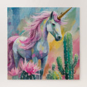Whimsical Abstrakt Unicorn und Sukkuline Puzzle (Vertikal)