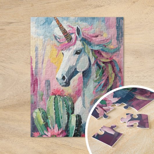 Whimsical Abstrakt Unicorn und Sukkuline Puzzle