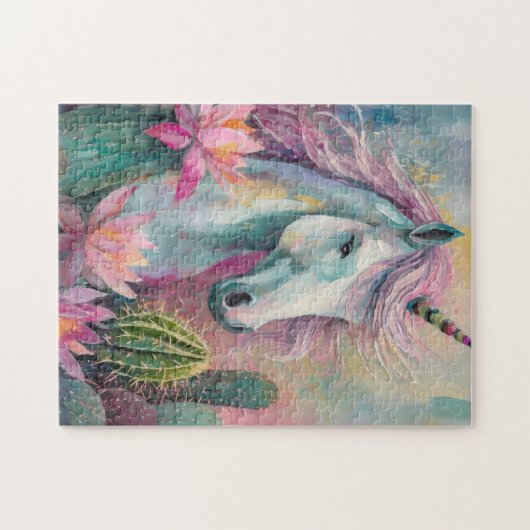Whimsical Abstrakt Unicorn und Sukkuline Puzzle (Horizontal)
