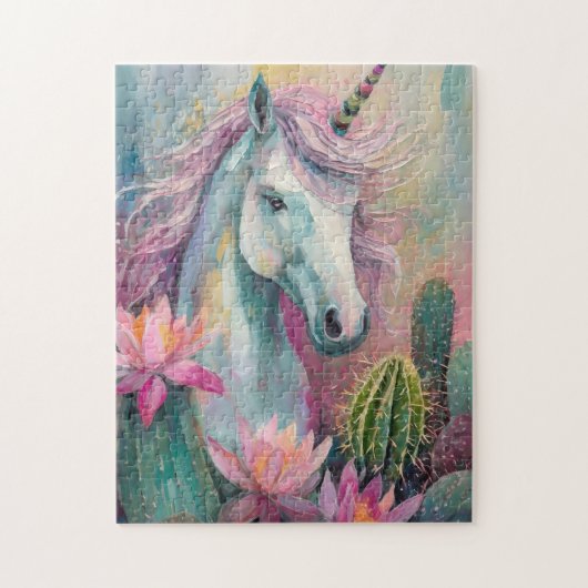 Whimsical Abstrakt Unicorn und Sukkuline Puzzle (Vertikal)