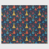 Whimsical Abstrakte Weihnachtsbäume in heller Farb Geschenkpapier (Flach)